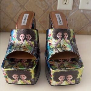 Steve Madden Trixie Platform Block Heel Sandals - Limited Edition 90’s Hologram